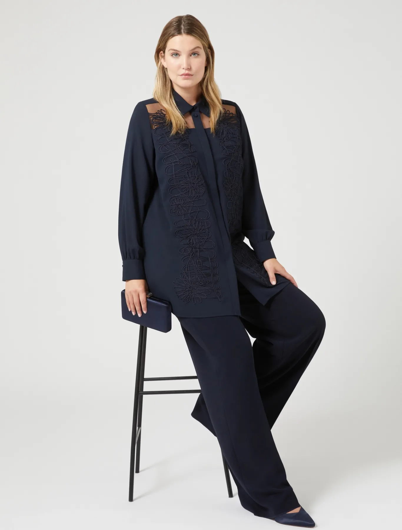 Marina Rinaldi Bluse | Camicie & Bluse*Casacca in crêpe con ricamo BLUNOTTE