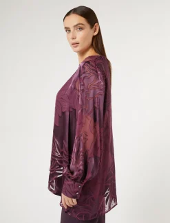 Marina Rinaldi Bluse | Collezione Elegante*Casacca in satin di seta e viscosa BORDEAUX