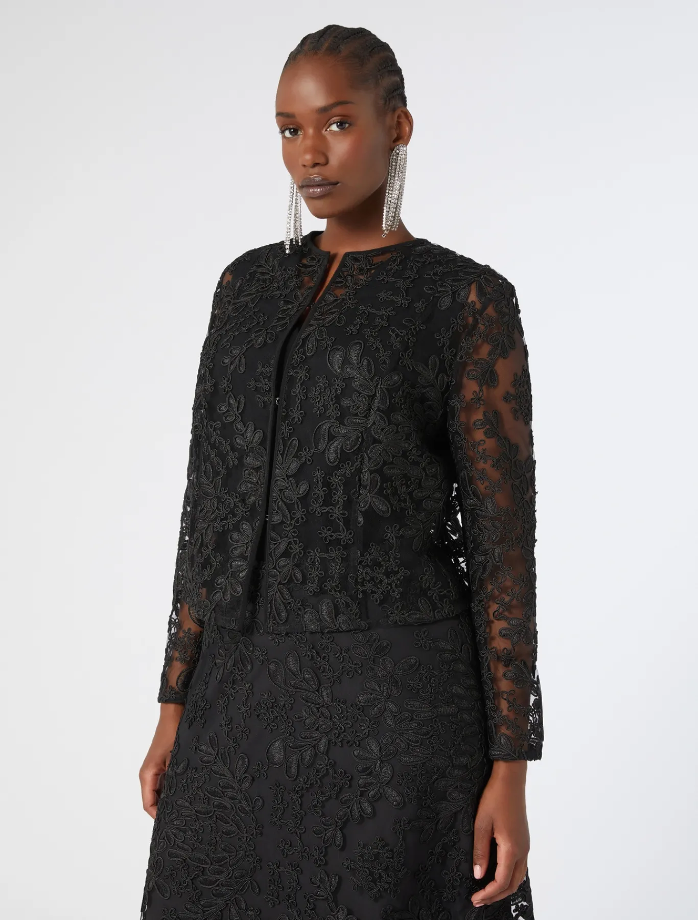 Marina Rinaldi Bluse | Camicie & Bluse*Casacca in tulle ricamato NERO
