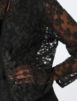 Marina Rinaldi Bluse | Camicie & Bluse*Casacca in tulle ricamato NERO