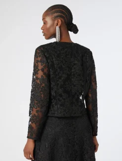 Marina Rinaldi Bluse | Camicie & Bluse*Casacca in tulle ricamato NERO