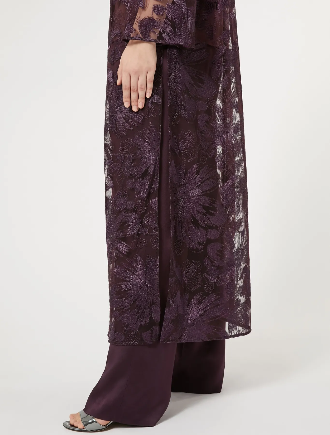 Marina Rinaldi Bluse | Collezione Elegante*Casacca lunga in tulle con ricami BORDEAUX