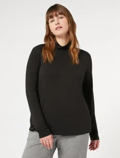 Marina Rinaldi Top & T-Shirt | Top & T-Shirt*Dolcevita in jersey di viscosa stretch NERO