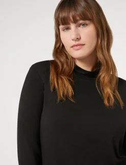 Marina Rinaldi Top & T-Shirt | Top & T-Shirt*Dolcevita in jersey di viscosa stretch NERO