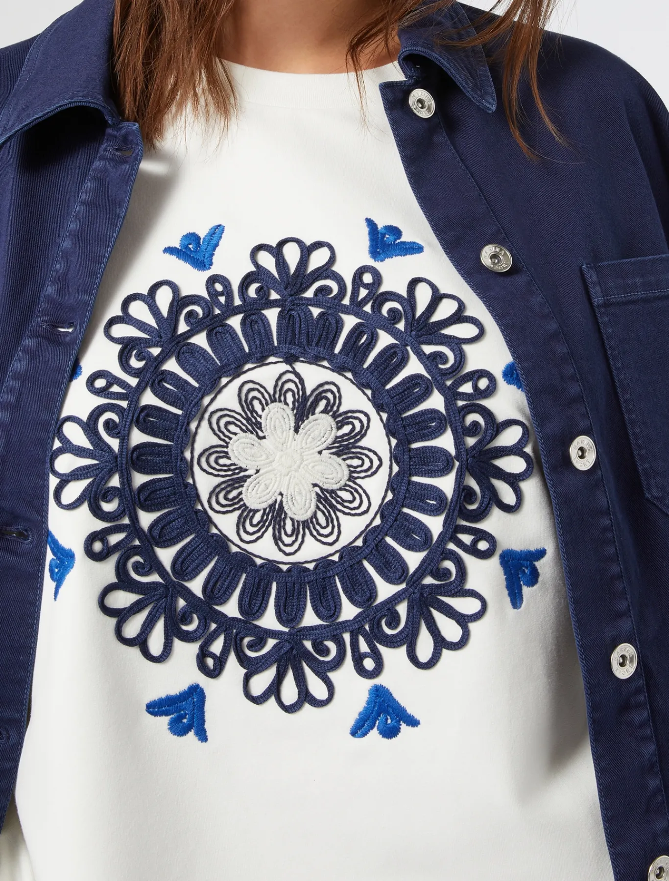 Marina Rinaldi Top & T-Shirt | Top & T-Shirt*Felpa in jersey con ricami AVORIO