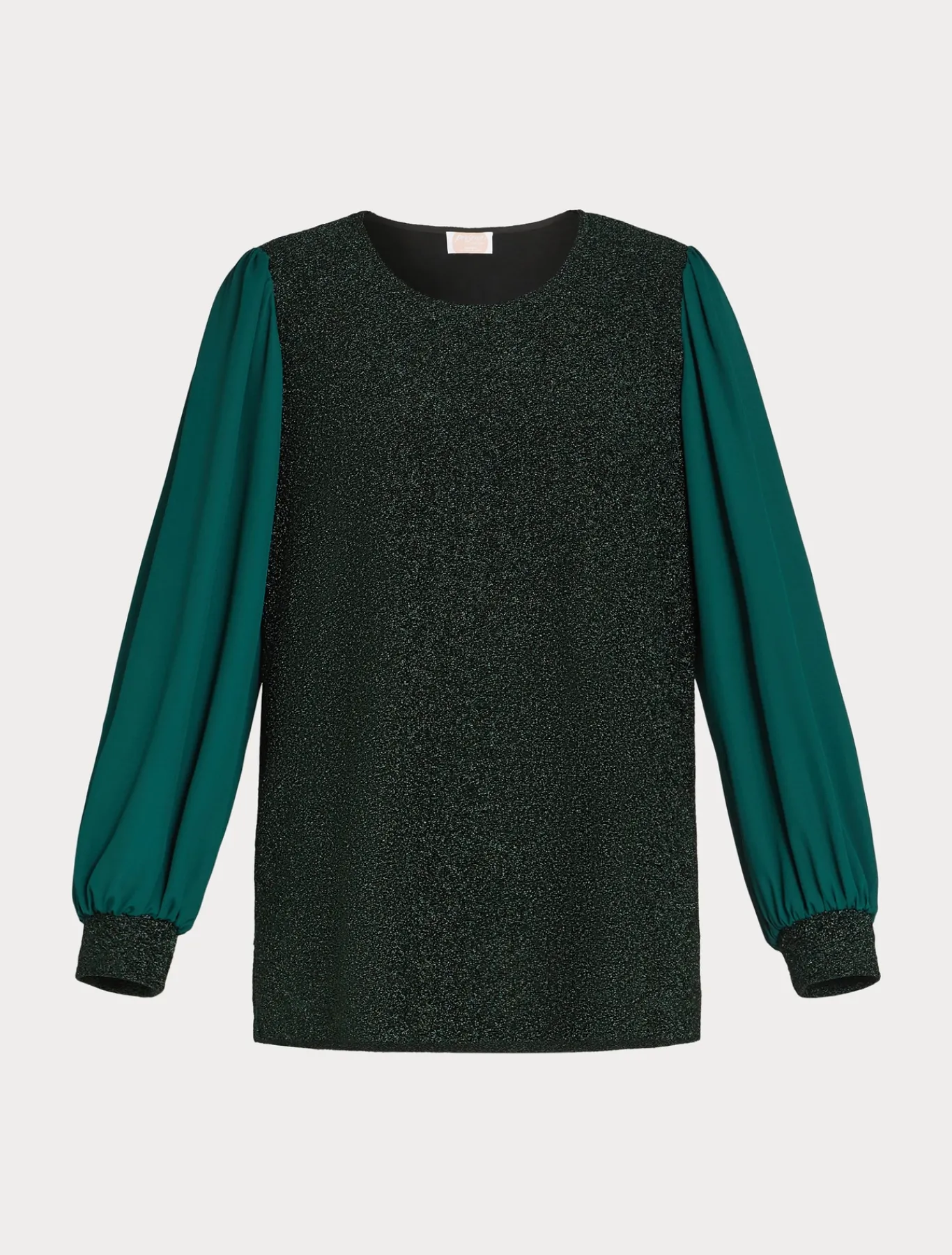 Marina Rinaldi Top & T-Shirt | Top & T-Shirt*Felpa in jersey lamé e georgette VERDEBOSCO