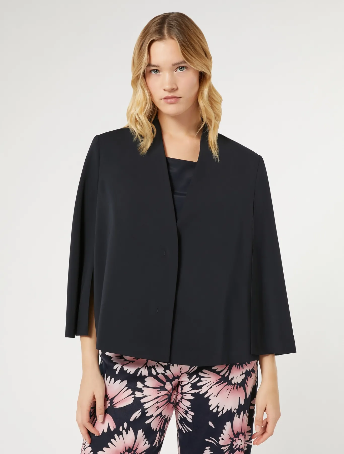 Marina Rinaldi Selezione Elegante | Collezione Elegante*Giacca a cappa in cady BLUMARINO