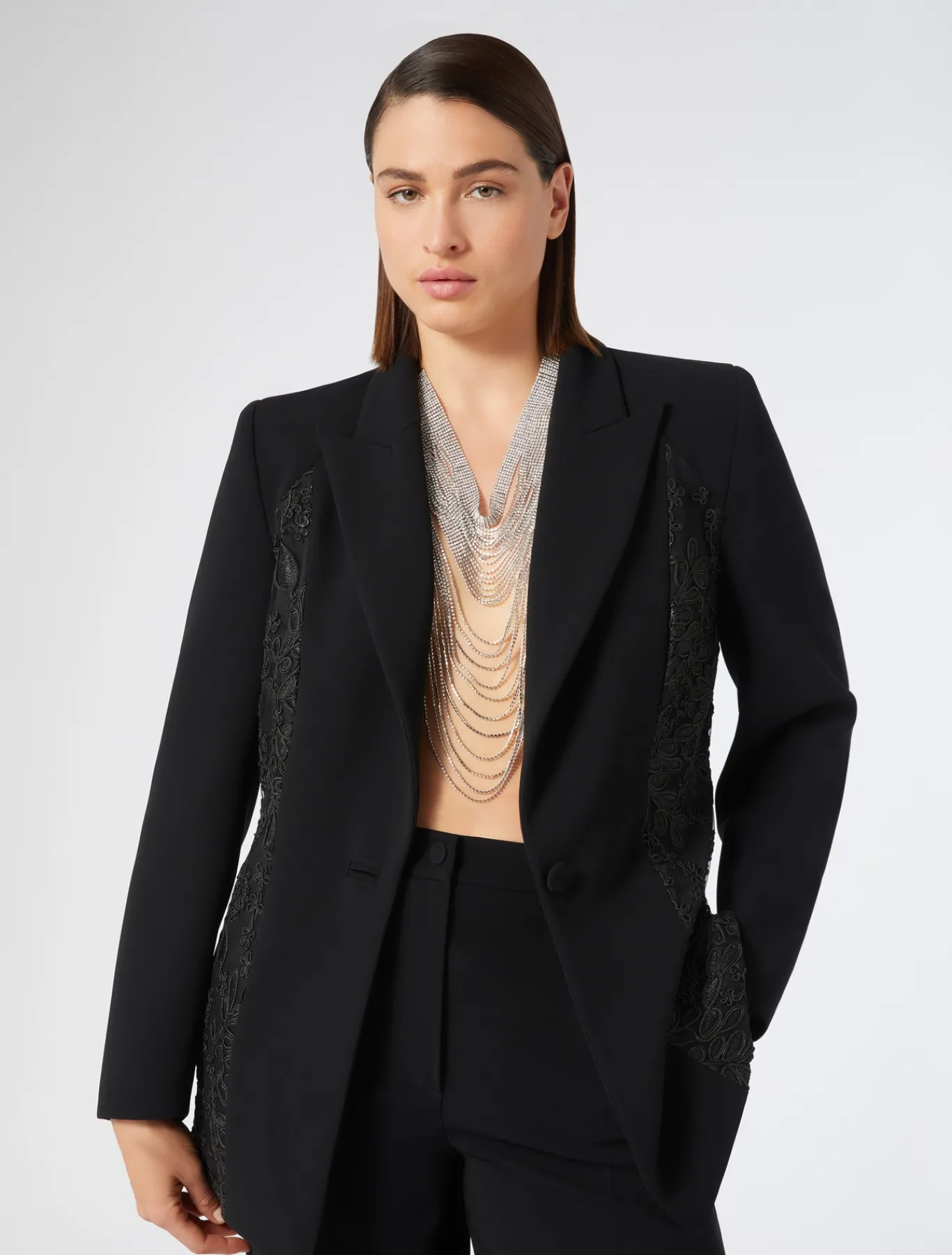 Marina Rinaldi Giacche | Collezione Elegante*Giacca blazer in cady e tulle NERO