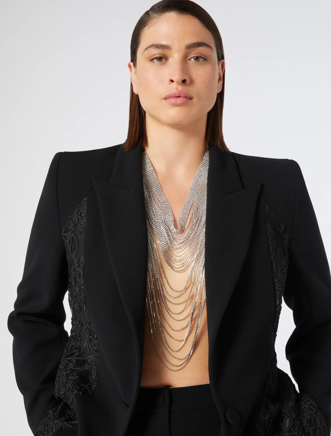 Marina Rinaldi Giacche | Collezione Elegante*Giacca blazer in cady e tulle NERO