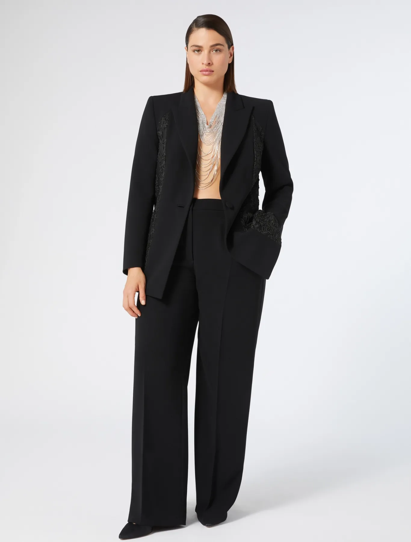 Marina Rinaldi Giacche | Collezione Elegante*Giacca blazer in cady e tulle NERO