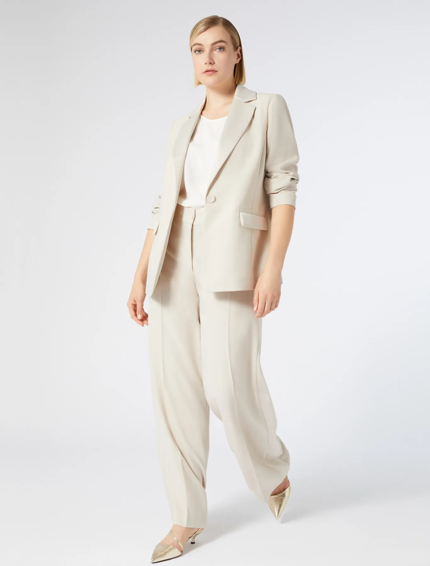 Marina Rinaldi Giacche | Selezione Elegante*Giacca blazer in crêpe envers satin BEIGE