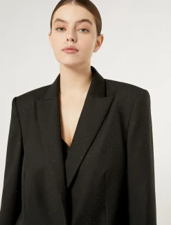 Marina Rinaldi Giacche | Collezione Elegante*Giacca blazer in levantina con strass NERO