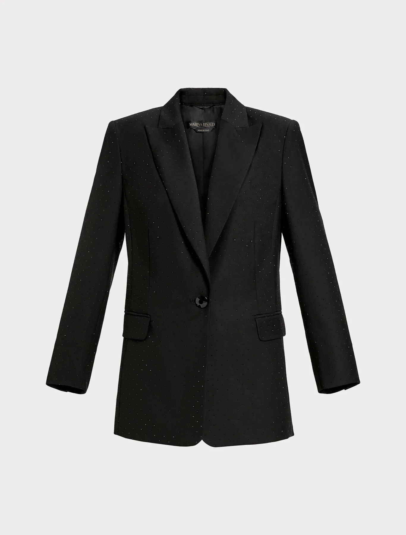 Marina Rinaldi Giacche | Collezione Elegante*Giacca blazer in levantina con strass NERO