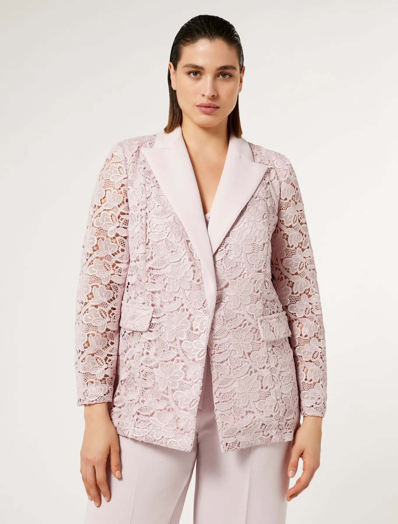 Marina Rinaldi Giacche | Collezione Elegante*Giacca blazer in macramè laminato ROSA