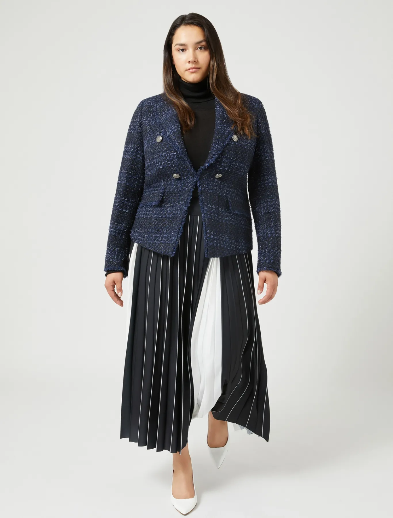 Marina Rinaldi Giacche | Giacche & Blazer*Giacca blazer in tinto filo a fantasia BLUNOTTE