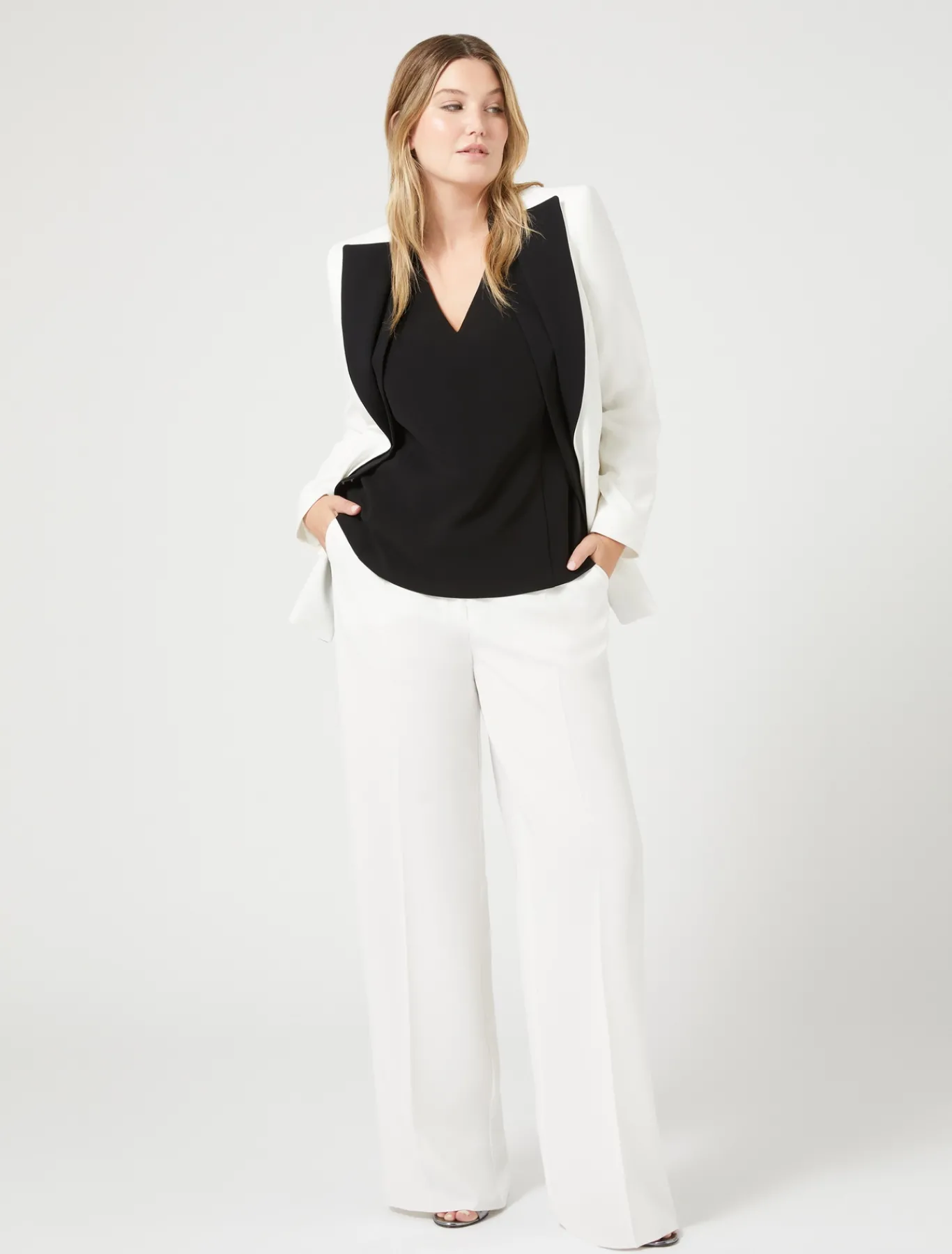 Marina Rinaldi Giacche | Collezione Elegante*Giacca blazer in triacetato BIANCO