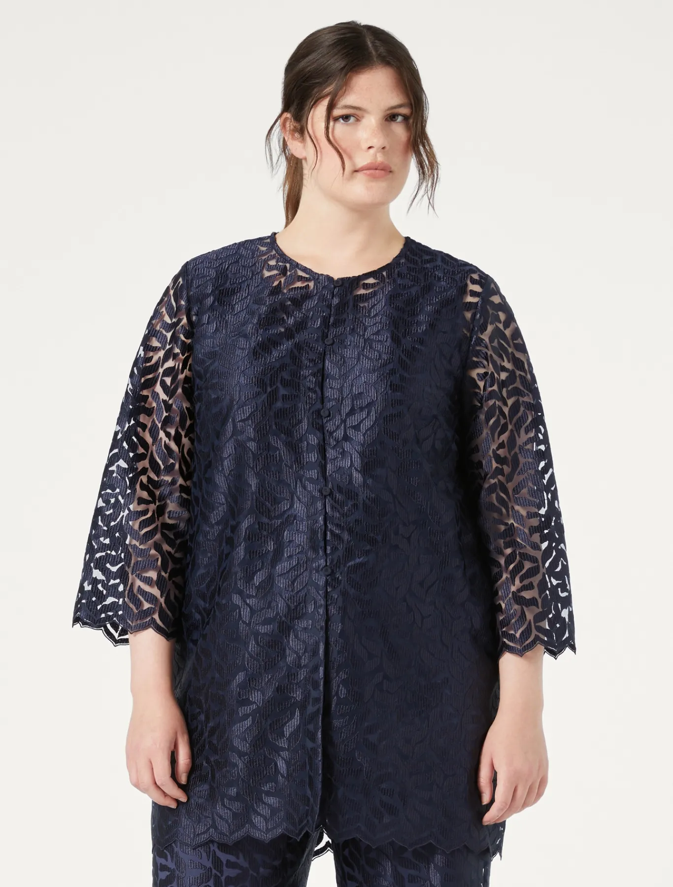 Marina Rinaldi Giacche | Cappotti & Trench*Giacca in tulle ricamato BLUMARINO