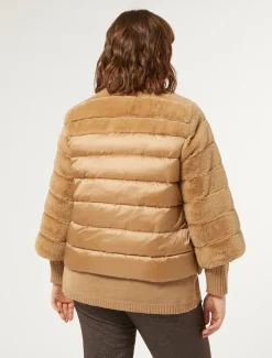 Marina Rinaldi Cappotti & Trench | Cappotti & Trench*Giaccone in tessuto effetto pelliccia e tela di nylon CAMMELLO