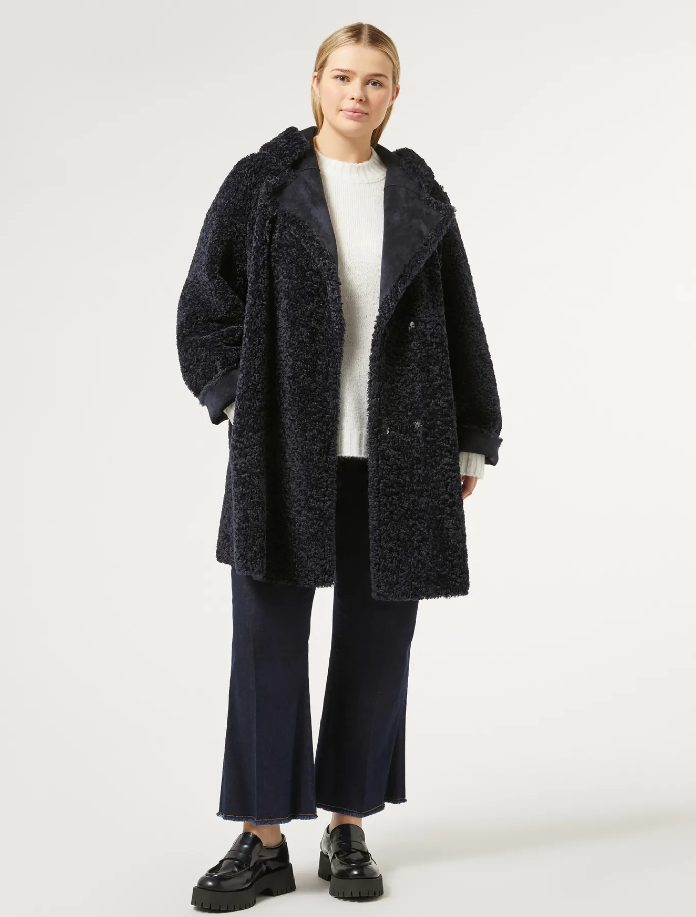 Marina Rinaldi Cappotti & Trench | Cappotti & Trench*Giaccone reversibile effetto montone BLUNOTTE