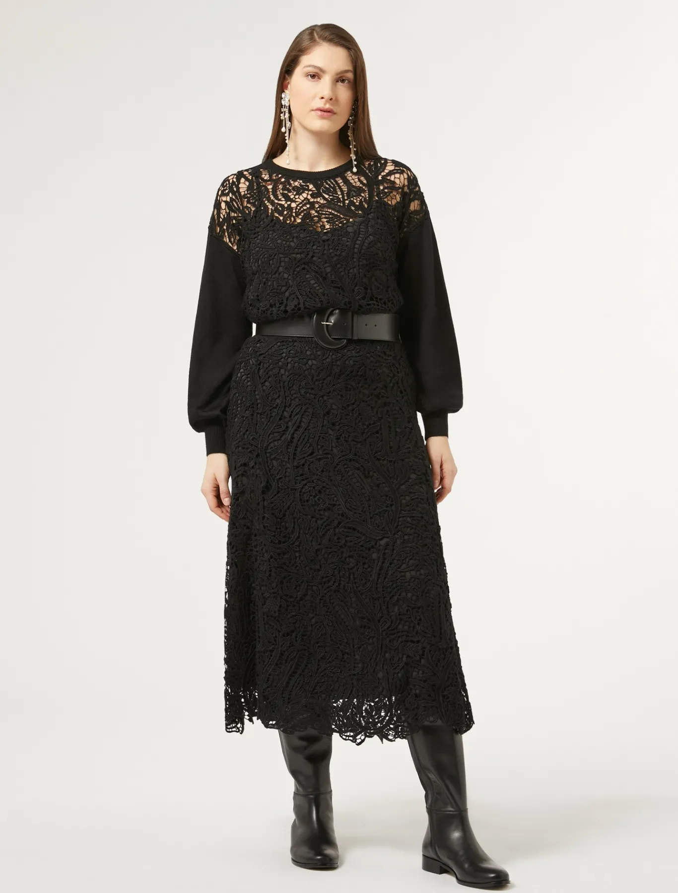 Marina Rinaldi Gonne | Gonne*Gonna con ricamo macramè NERO