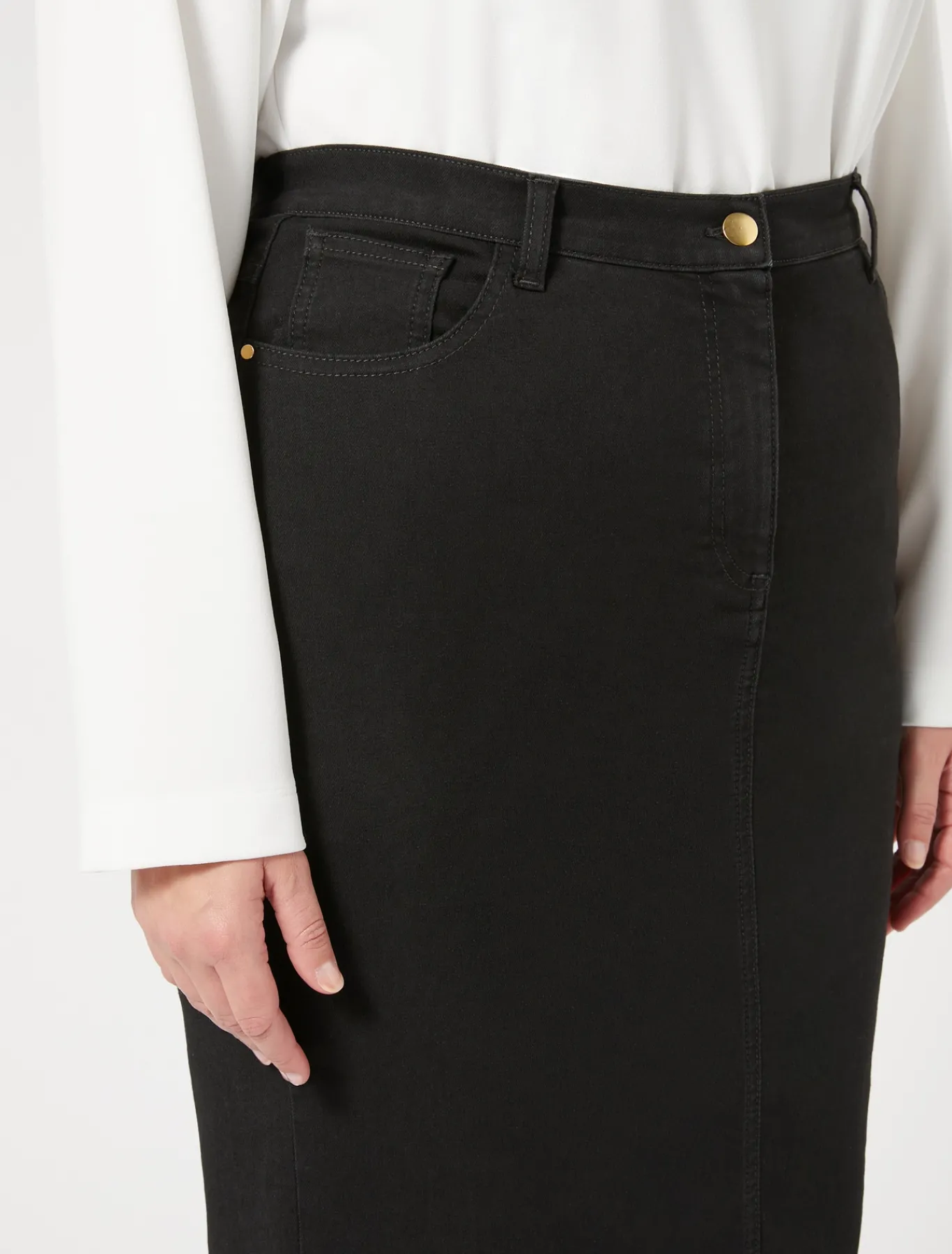 Marina Rinaldi Gonne | Gonne*Gonna in denim di cotone stretch NERO