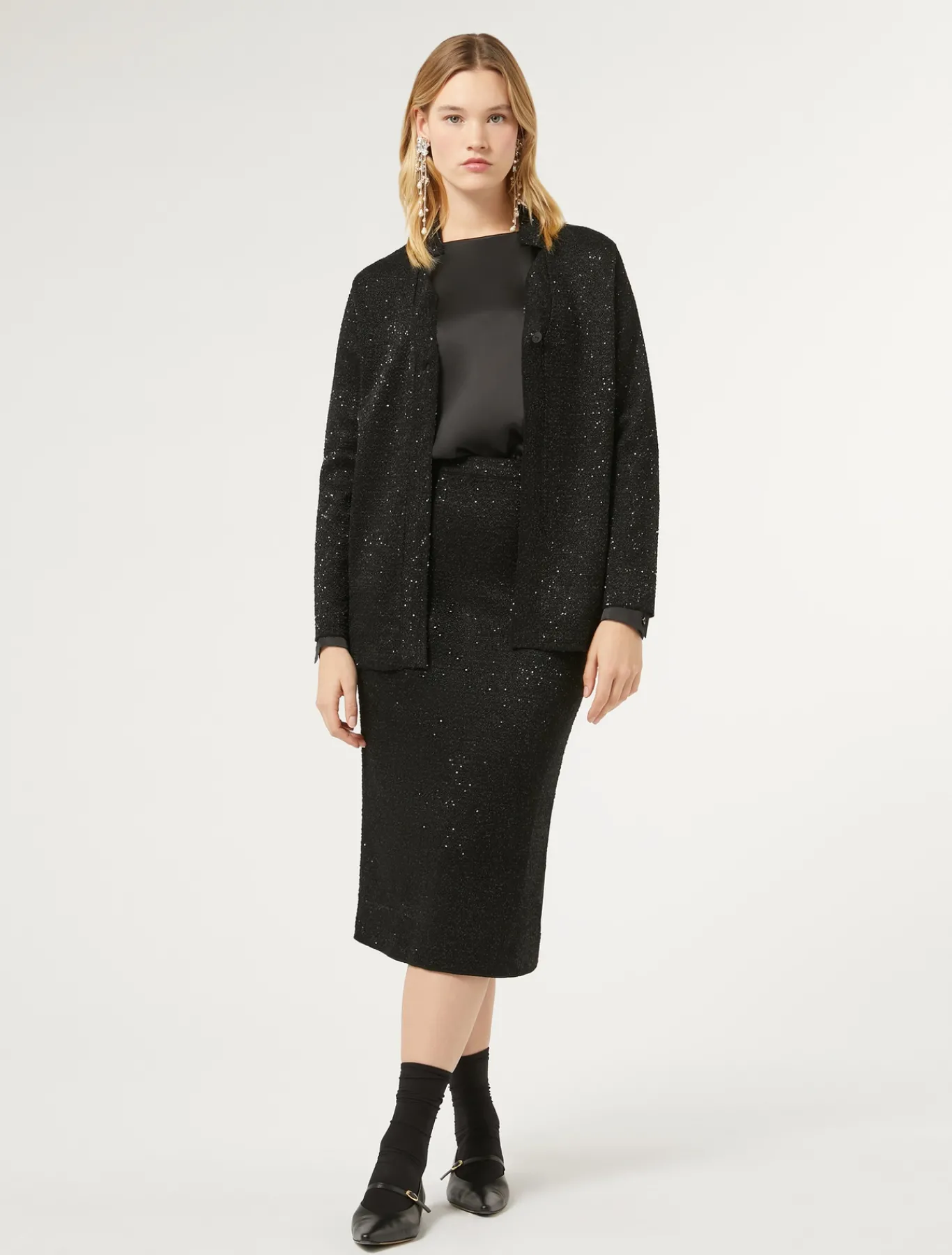 Marina Rinaldi Gonne | Gonne*Gonna in maglia con paillettes NERO