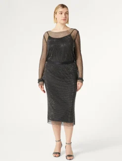 Marina Rinaldi Gonne | Gonne*Gonna in rete con strass NERO