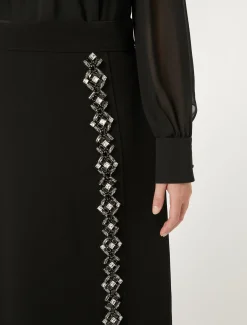 Marina Rinaldi Pantaloni E Gonne | Gonne*Gonna lunga in cady con strass NERO