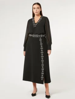 Marina Rinaldi Pantaloni E Gonne | Gonne*Gonna lunga in cady con strass NERO