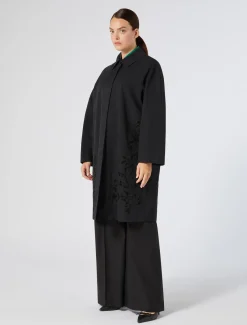 Marina Rinaldi Cappotti & Trench | Cappotti & Trench*Impermeabile in twill antigoccia con ricamo NERO