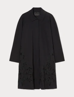 Marina Rinaldi Cappotti & Trench | Cappotti & Trench*Impermeabile in twill antigoccia con ricamo NERO
