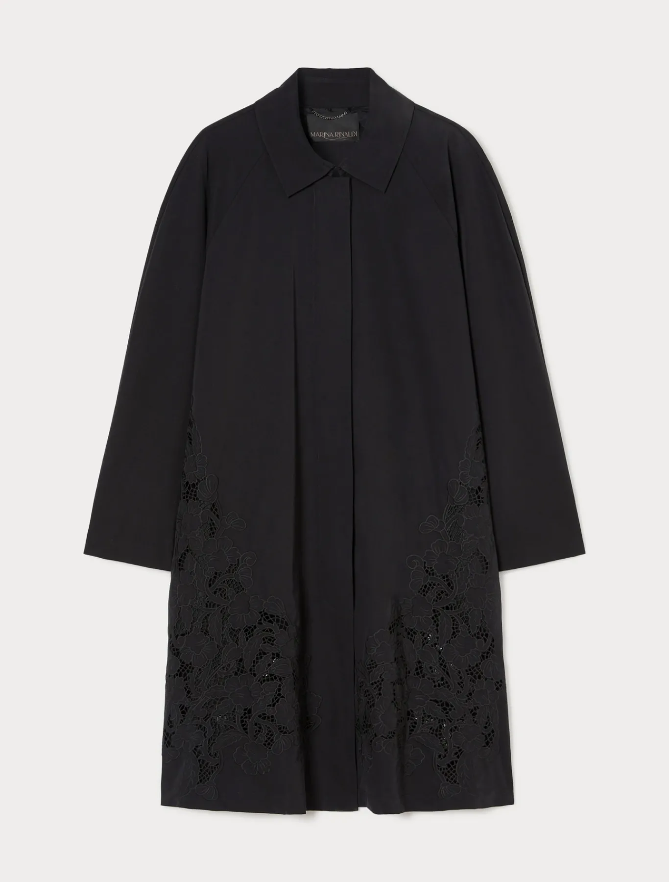 Marina Rinaldi Cappotti & Trench | Cappotti & Trench*Impermeabile in twill antigoccia con ricamo NERO