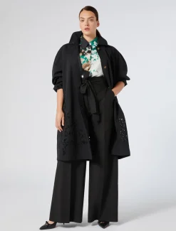 Marina Rinaldi Cappotti & Trench | Cappotti & Trench*Impermeabile in twill antigoccia con ricamo NERO