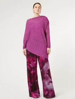 Marina Rinaldi Maglieria | Maglieria*Maglia asimmetrica a coste ROSA
