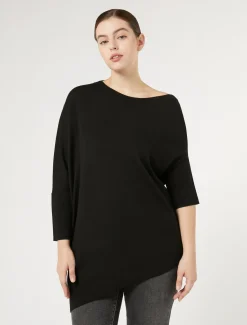 Marina Rinaldi Maglieria | Maglieria*Maglia asimmetrica in lana NERO