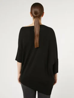 Marina Rinaldi Maglieria | Maglieria*Maglia asimmetrica in lana NERO