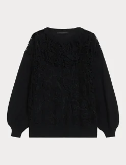Marina Rinaldi Maglieria | Maglieria*Maglia con ricamo macramè NERO
