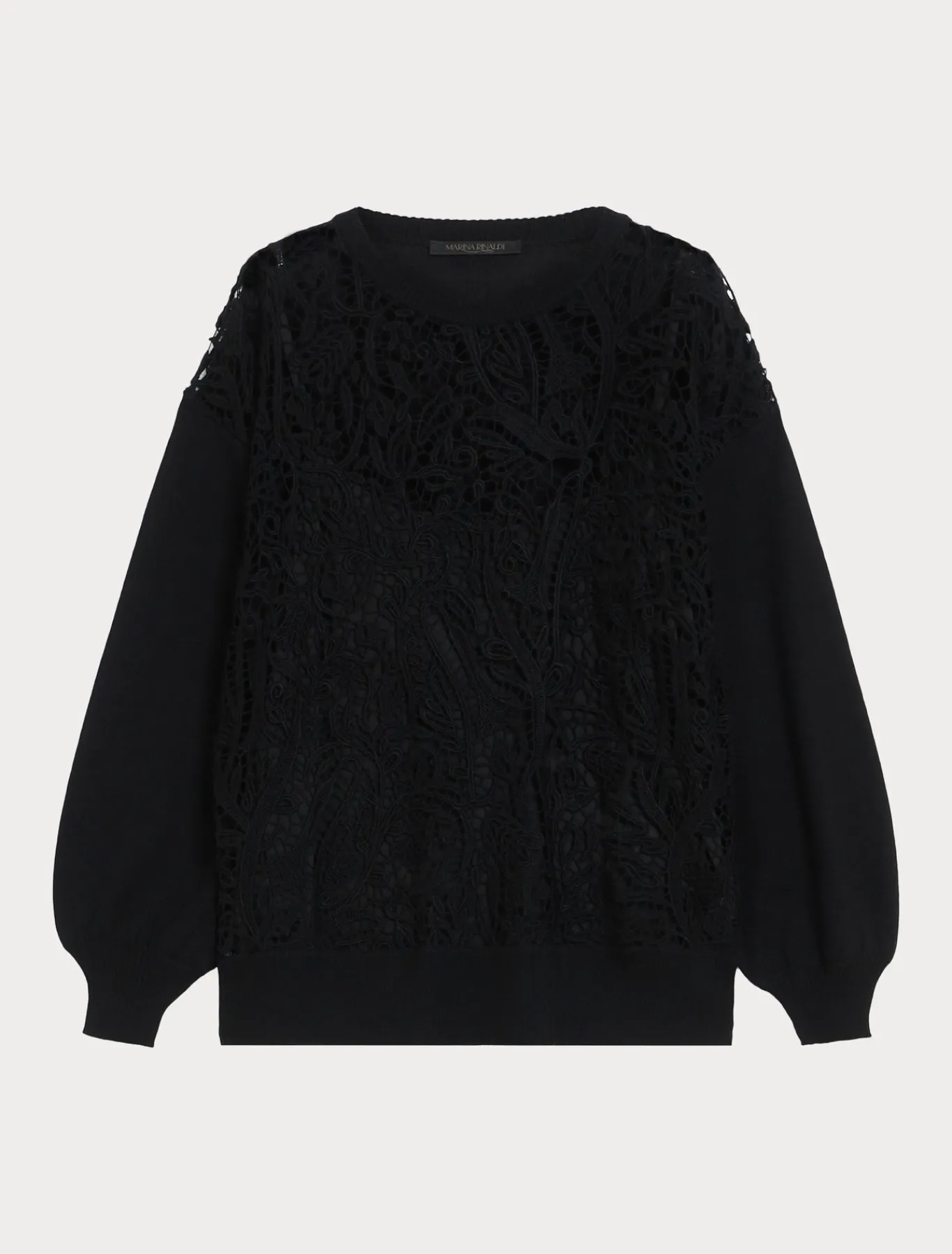 Marina Rinaldi Maglieria | Maglieria*Maglia con ricamo macramè NERO