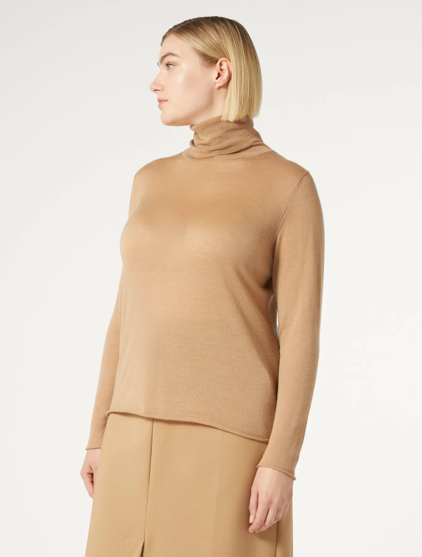 Marina Rinaldi Maglieria | Maglieria*Maglia dolcevita in seta e cachemire CAMMELLO