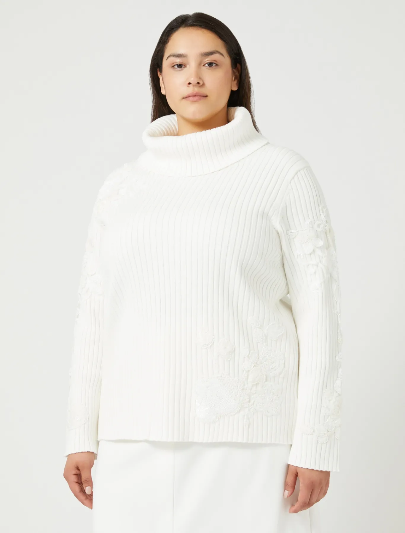 Marina Rinaldi Maglieria | Maglieria*Maglia in cotone con ricami BIANCOOTTICO