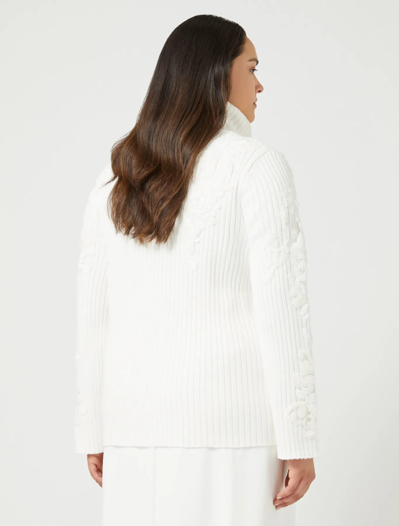 Marina Rinaldi Maglieria | Maglieria*Maglia in cotone con ricami BIANCOOTTICO