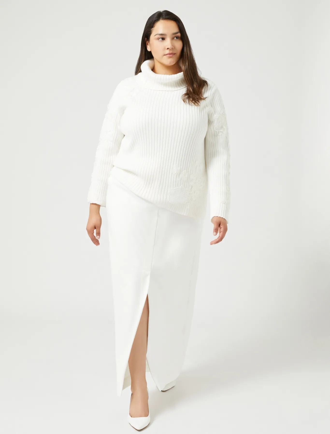 Marina Rinaldi Maglieria | Maglieria*Maglia in cotone con ricami BIANCOOTTICO