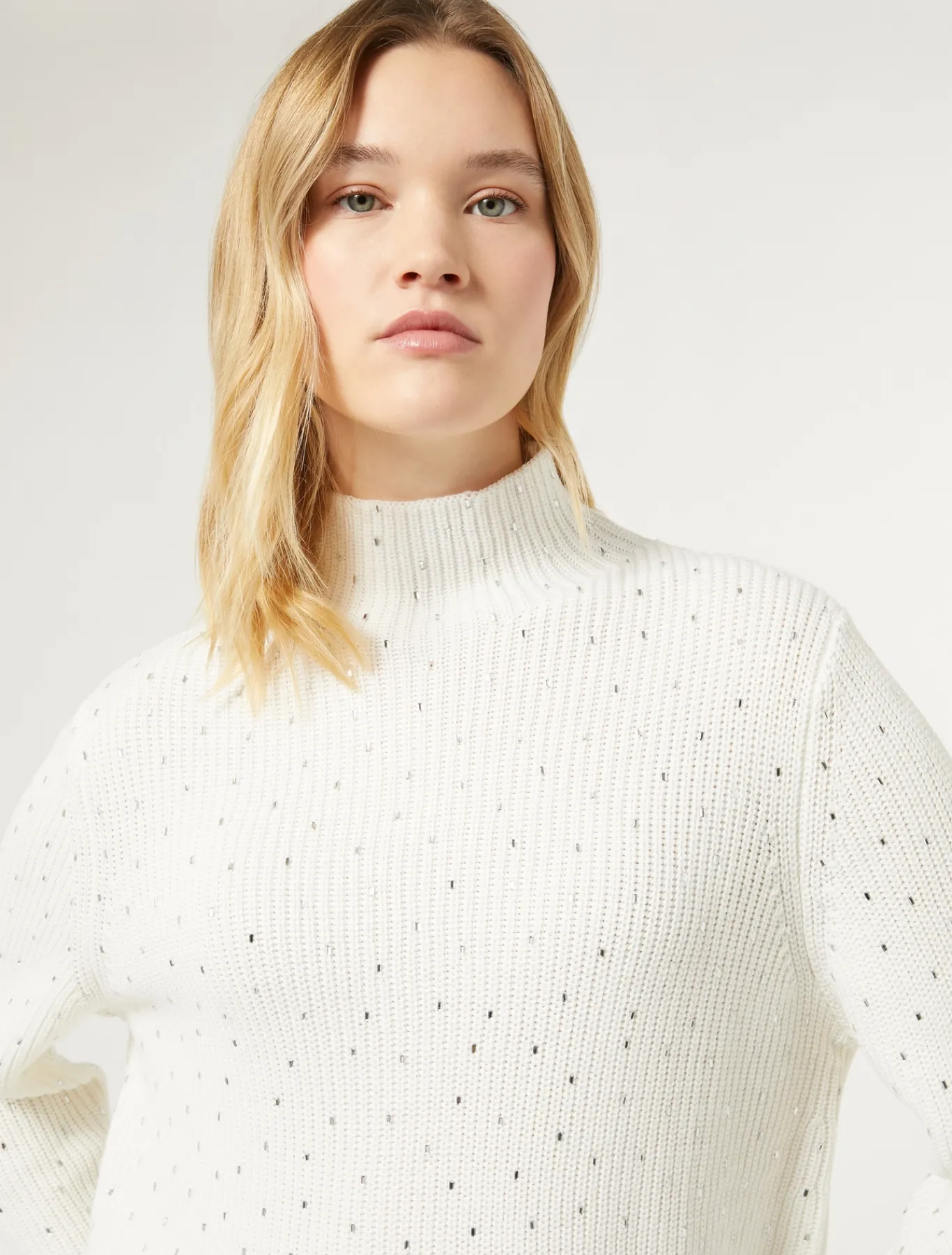 Marina Rinaldi Maglieria | Maglieria*Maglia in misto lana con strass BIANCO