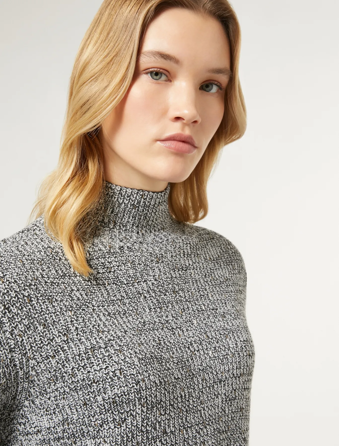 Marina Rinaldi Maglieria | Maglieria*Maglia in misto lana con strass BIANCONERO