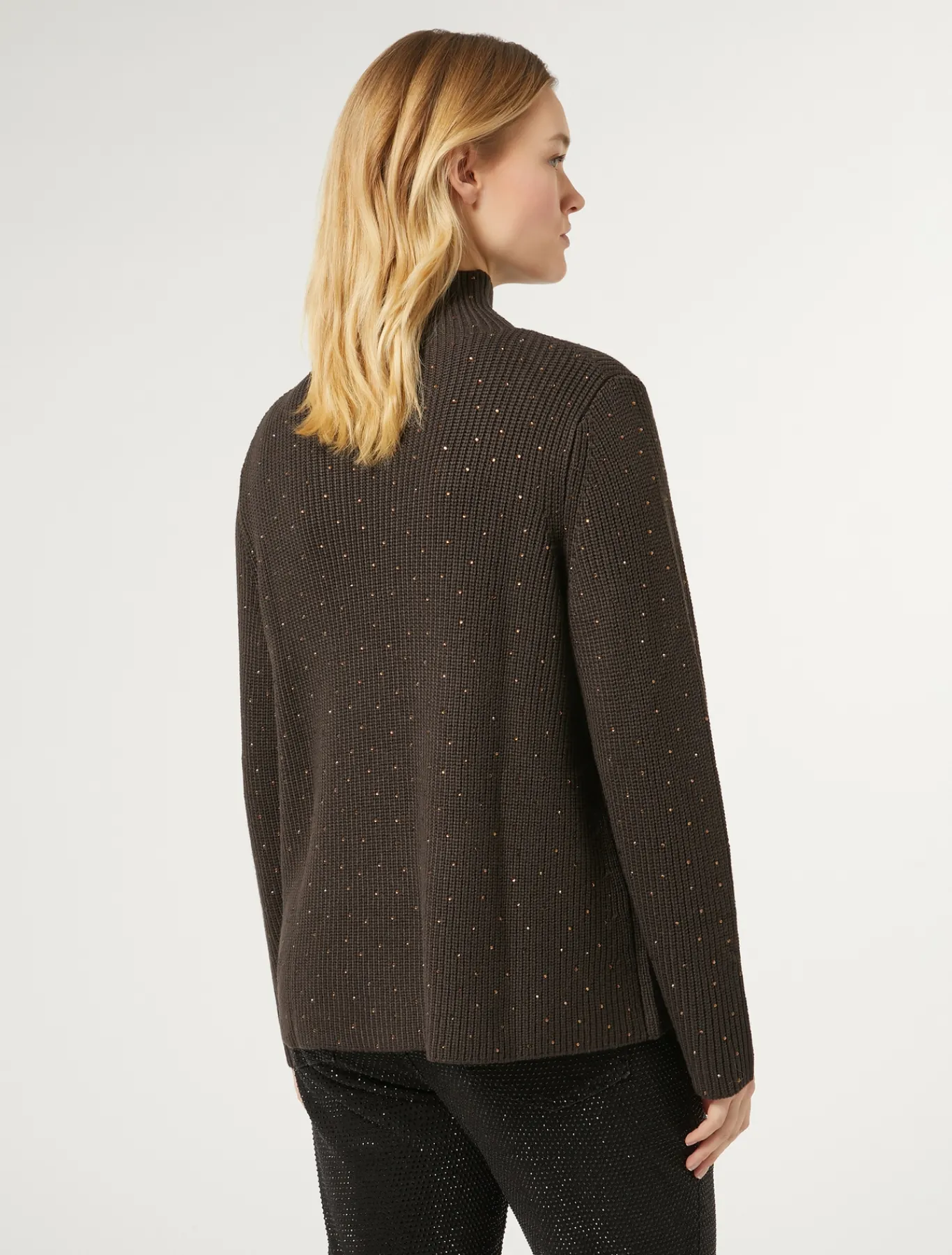 Marina Rinaldi Maglieria | Maglieria*Maglia in misto lana con strass CIOCCOLATO