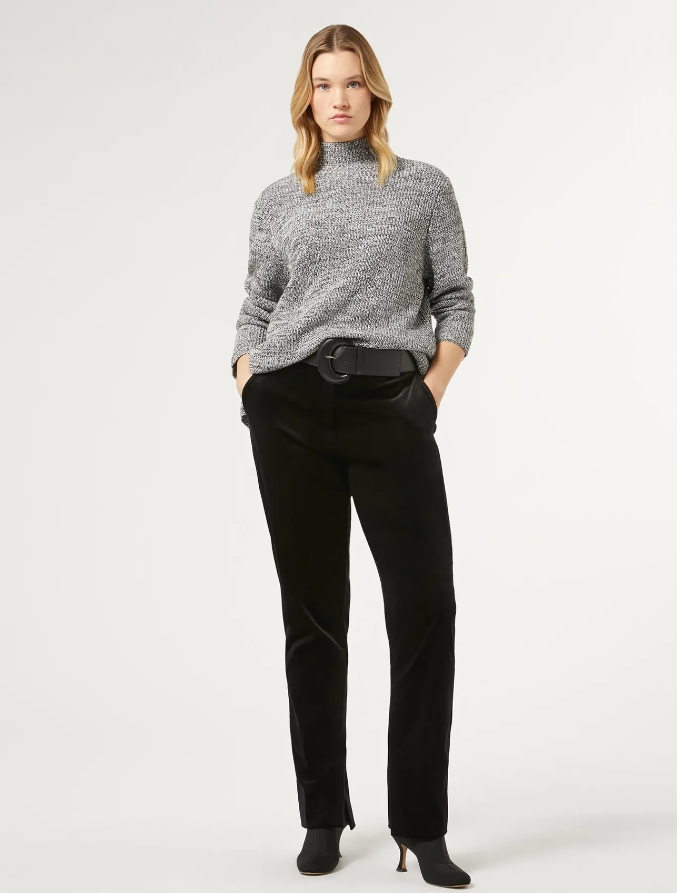 Marina Rinaldi Maglieria | Maglieria*Maglia in misto lana con strass BIANCONERO