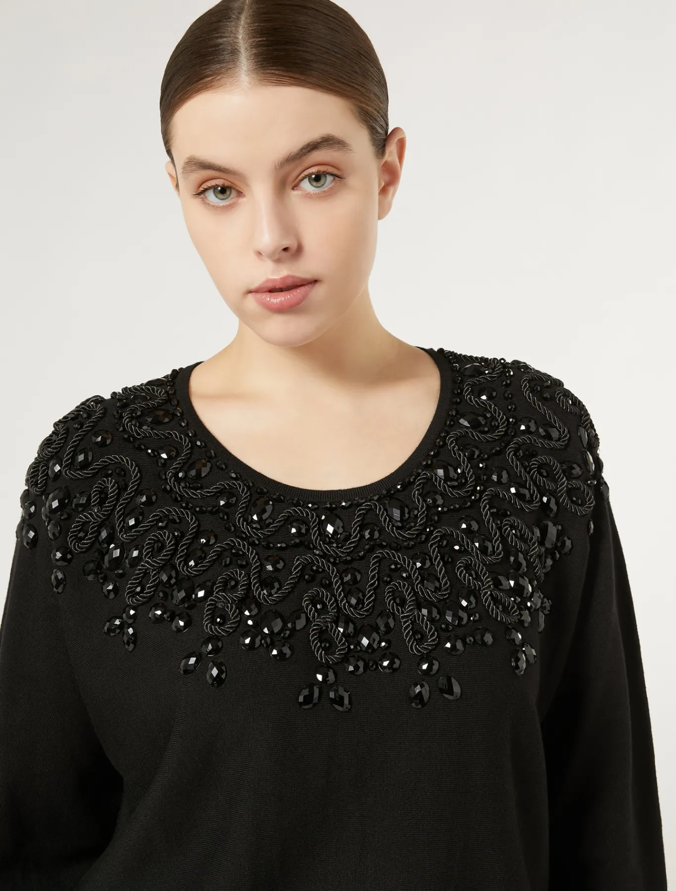 Marina Rinaldi Giacche | Maglieria*Maglia in viscosa con ricamo NERO