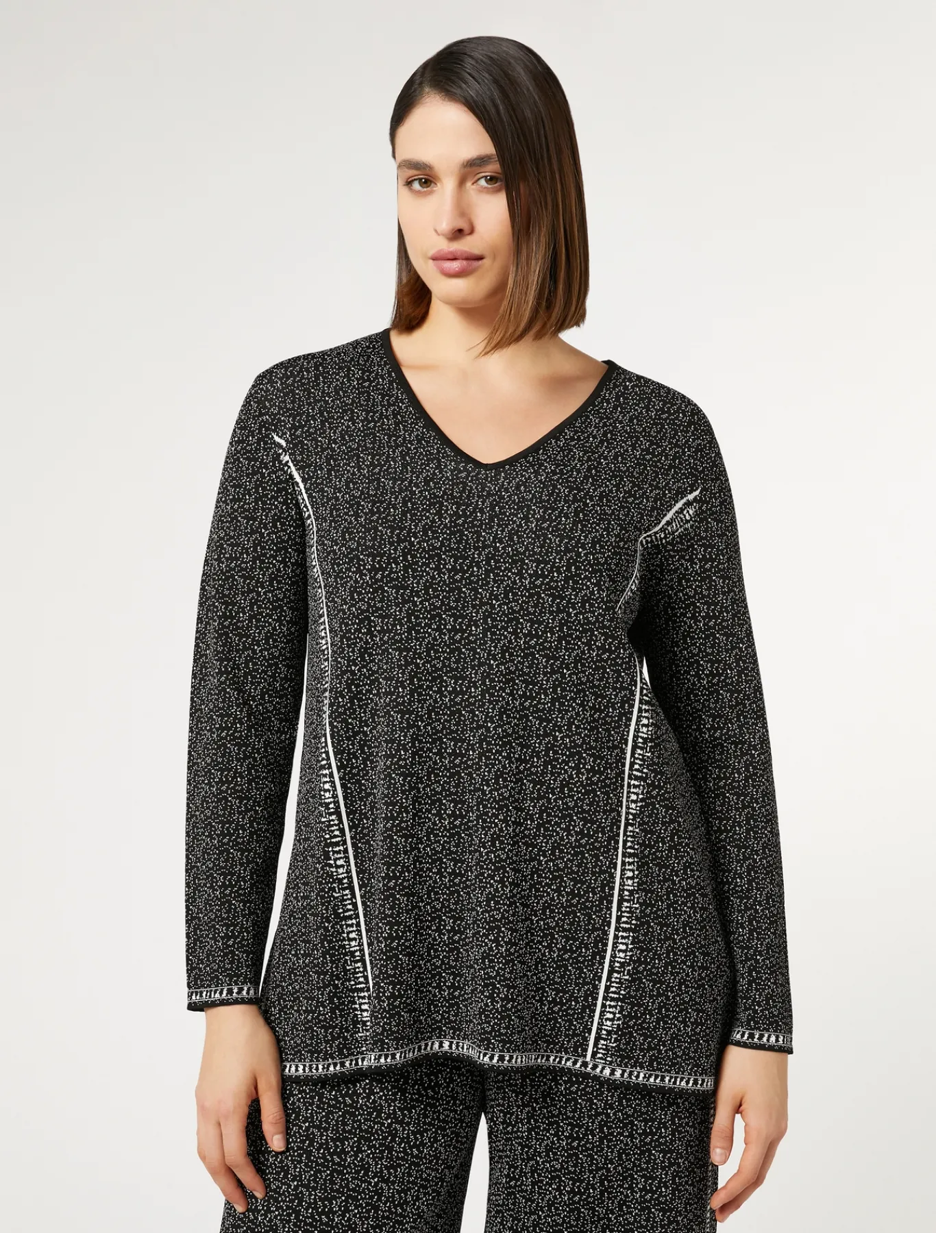 Marina Rinaldi Maglieria | Maglieria*Maglia in viscosa jacquard NEROBIANCO