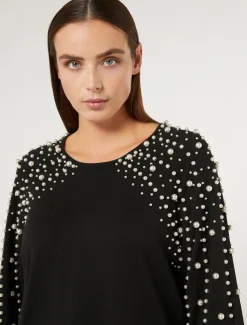 Marina Rinaldi Giacche | Maglieria*Maglia in viscosa stretch con perle NERO