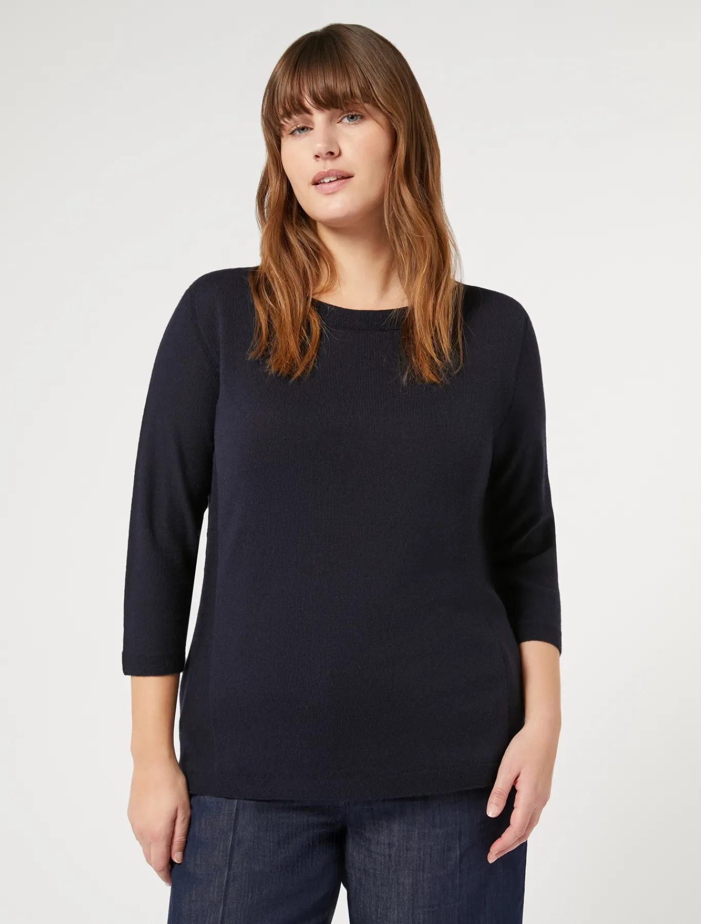 Marina Rinaldi Maglieria | Maglieria*Maglia seamless in lana BLUNOTTE